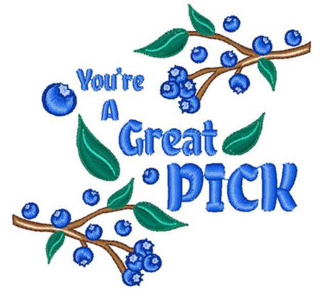 Picture of Youre A Great Pick Blueberries Machine Embroidery Design