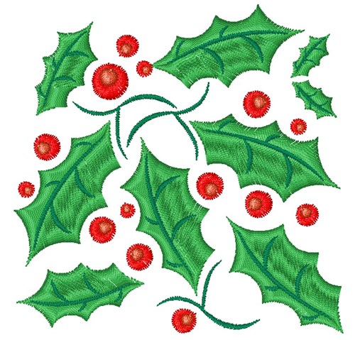 Christmas Holly Machine Embroidery Design