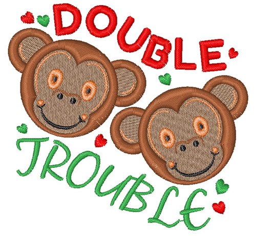 Monkey Double Trouble Machine Embroidery Design
