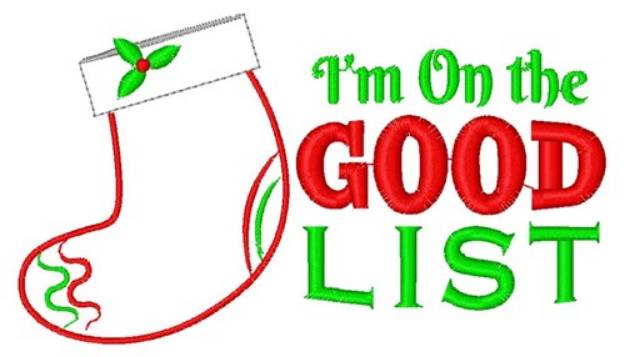Picture of On The Good List Machine Embroidery Design