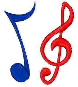 Picture of Music Note & Clef Machine Embroidery Design