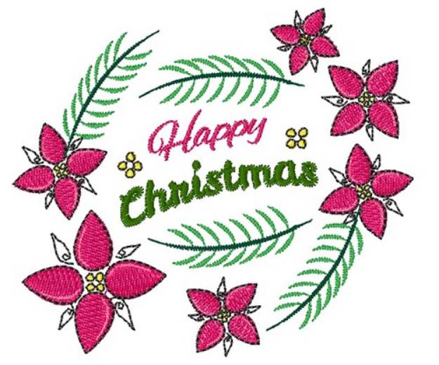 Picture of Holiday Flowers Happy Christmas Machine Embroidery Design