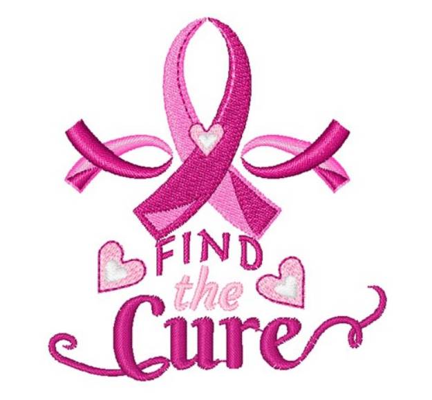 Picture of Pink Ribbon Find The Cure Machine Embroidery Design