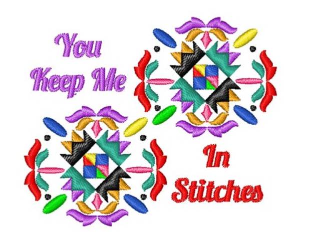 Picture of Quilt Square You Keep Me In Stitches Machine Embroidery Design