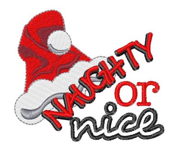 Picture of Santa Hat Naughty or Nice Machine Embroidery Design