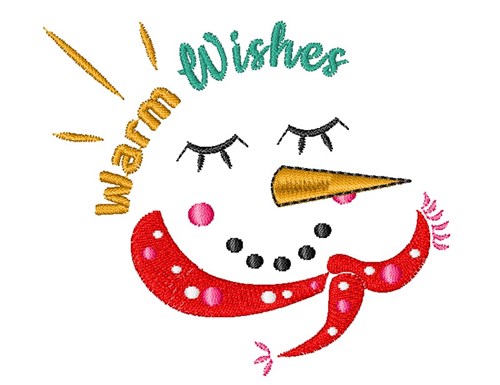 Snowman Face Warm Wishes Machine Embroidery Design