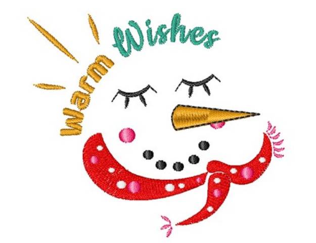 Picture of Snowman Face Warm Wishes Machine Embroidery Design