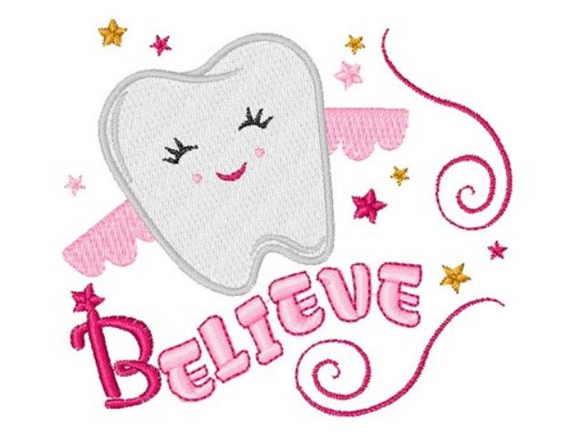 Picture of Tooth Fairy Believe Machine Embroidery Design