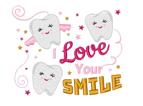 Tooth Fairy I Love Your Smile Machine Embroidery Design