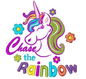 Picture of Unicorn Chase The Rainbow Machine Embroidery Design