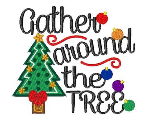 Picture of Christmas Tree Gather Around The Tree Machine Embroidery Design