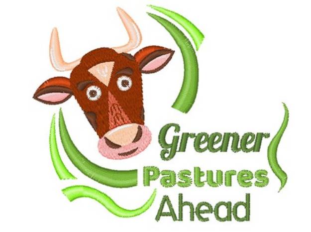 Picture of Cow Greener Pastures Ahead Machine Embroidery Design