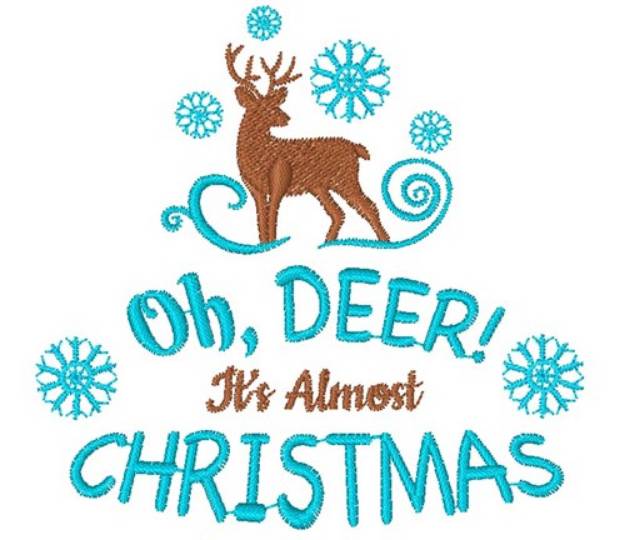 Picture of Oh Deer Christmas Is Almost Here Reindeer Machine Embroidery Design