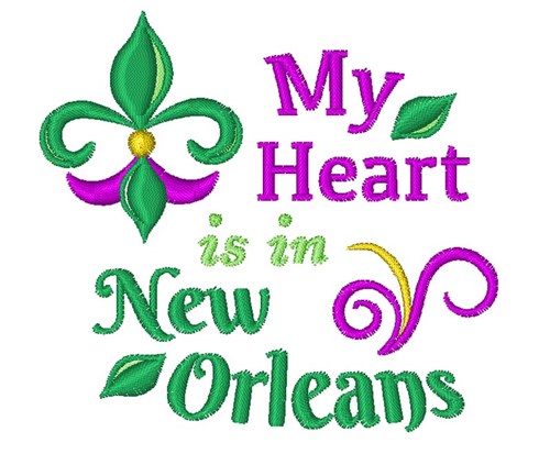 Heart Is In New Orleans Machine Embroidery Design