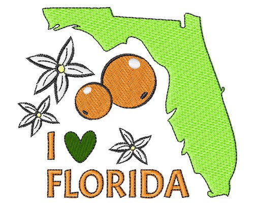 I Love Florida Machine Embroidery Design