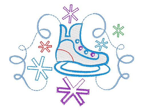 Ice Skate Machine Embroidery Design