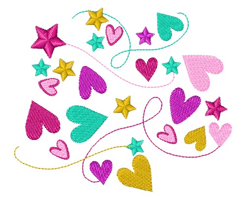 Swirly Hearts Machine Embroidery Design