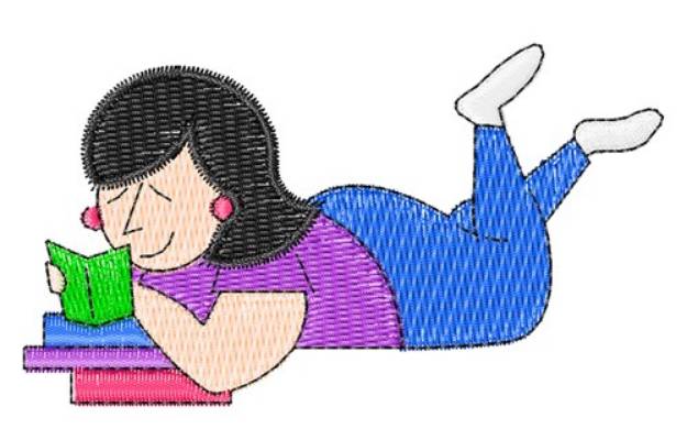 Picture of Woman Reading Machine Embroidery Design