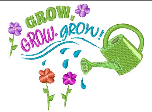 Watering Can Grow Machine Embroidery Design