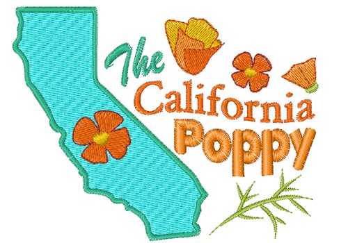 California Poppy Machine Embroidery Design