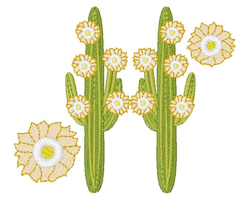 Floral Cactus Machine Embroidery Design
