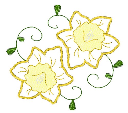 Daffodil Blooms Machine Embroidery Design