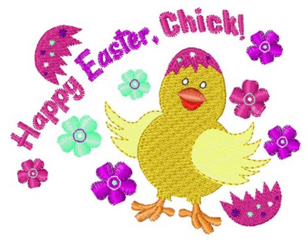 Picture of Happy Easter Chick Machine Embroidery Design