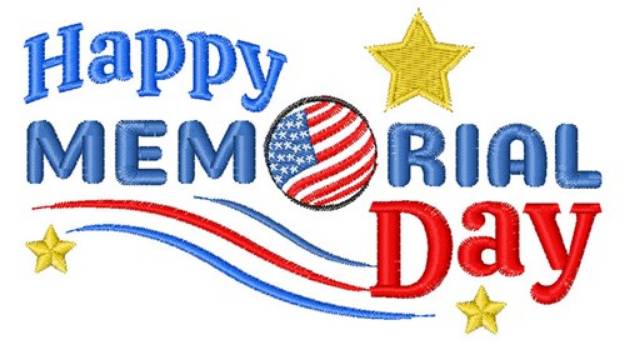 Picture of Happy Memorial Day Machine Embroidery Design