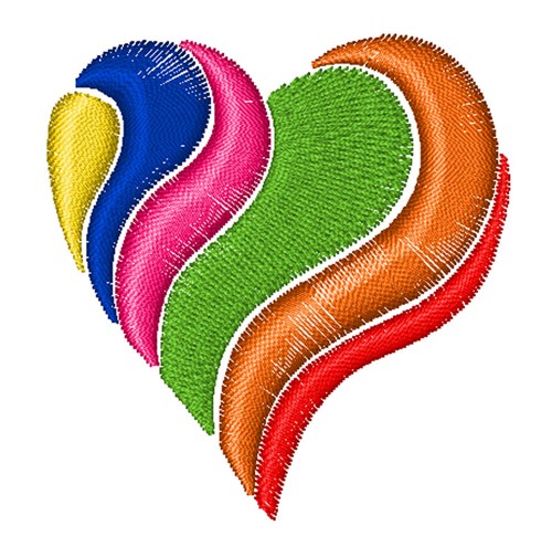 Colorful Heart Machine Embroidery Design