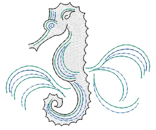 Ripple Seahorse Machine Embroidery Design