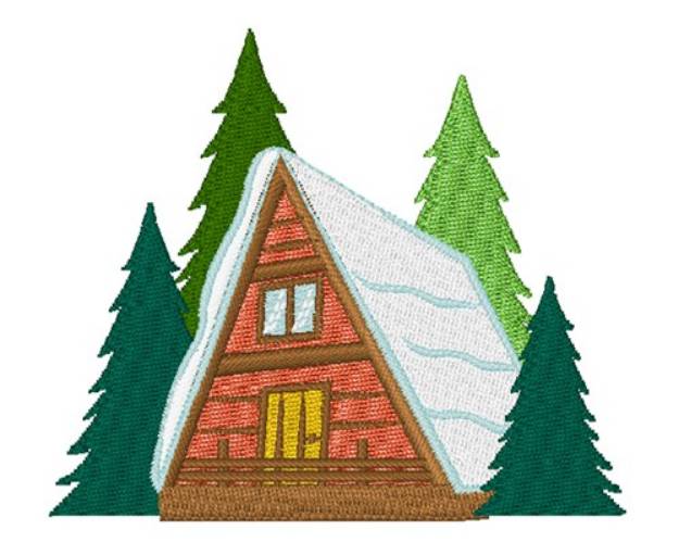 Picture of Cabin In Forest Machine Embroidery Design