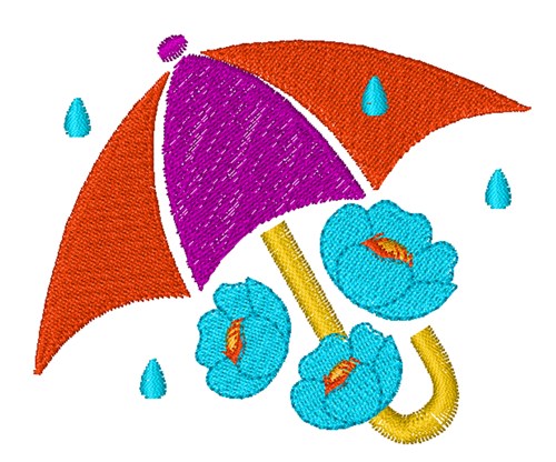 Umbrella Flowers Machine Embroidery Design