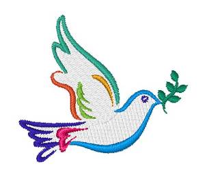 Picture of Colorful Dove Outline Machine Embroidery Design