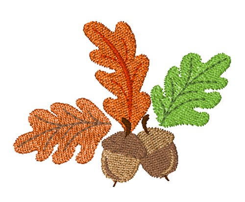 Fall Acorn Leaves Machine Embroidery Design