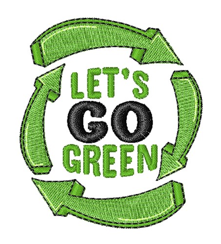 Lets Go Green Machine Embroidery Design