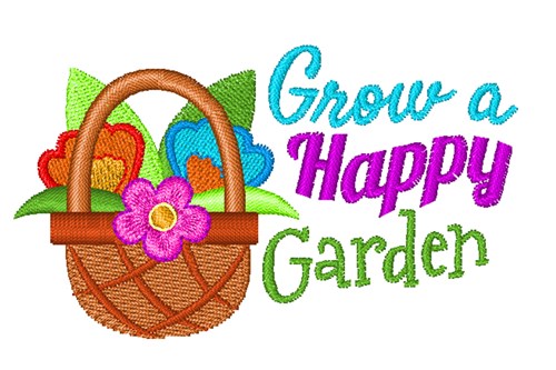Grow A Happy Garden Machine Embroidery Design