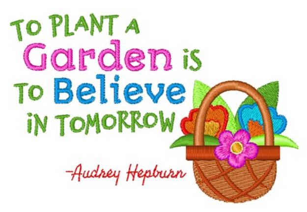 Picture of Aubrey Hepburn Garden Quote Machine Embroidery Design