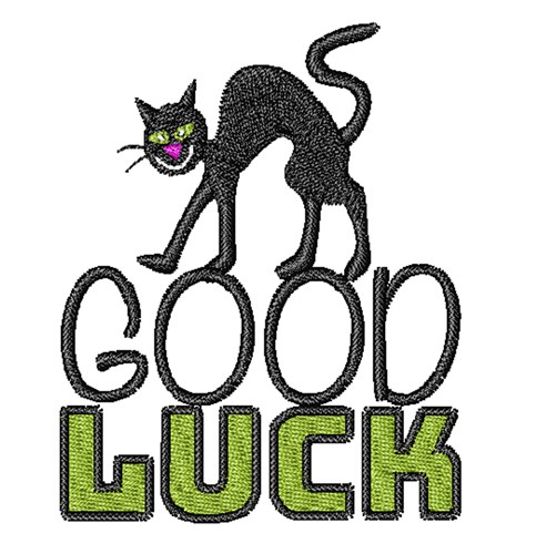 Black Cat Good Luck Machine Embroidery Design