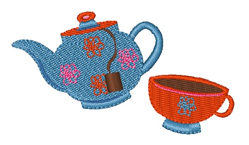 Tea Pot & Cup Machine Embroidery Design