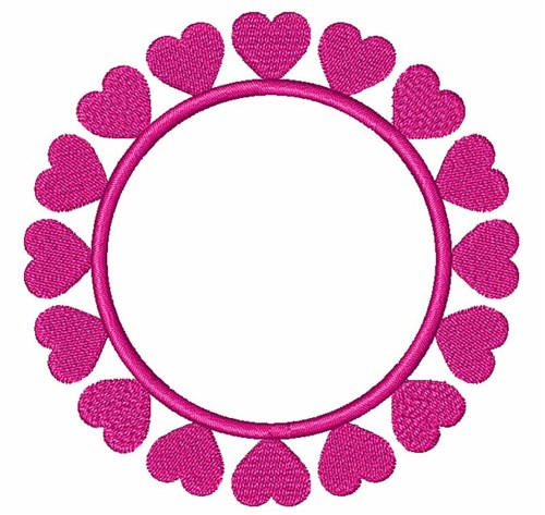 Valentine Heart Circle Machine Embroidery Design