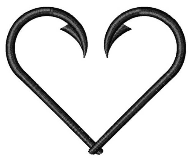 Picture of Fishhook Heart Machine Embroidery Design