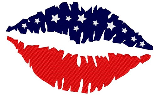 USA American Flag Lips Machine Embroidery Design