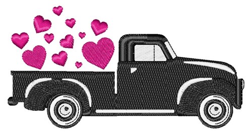 Vintage Valentines Day Truck Machine Embroidery Design
