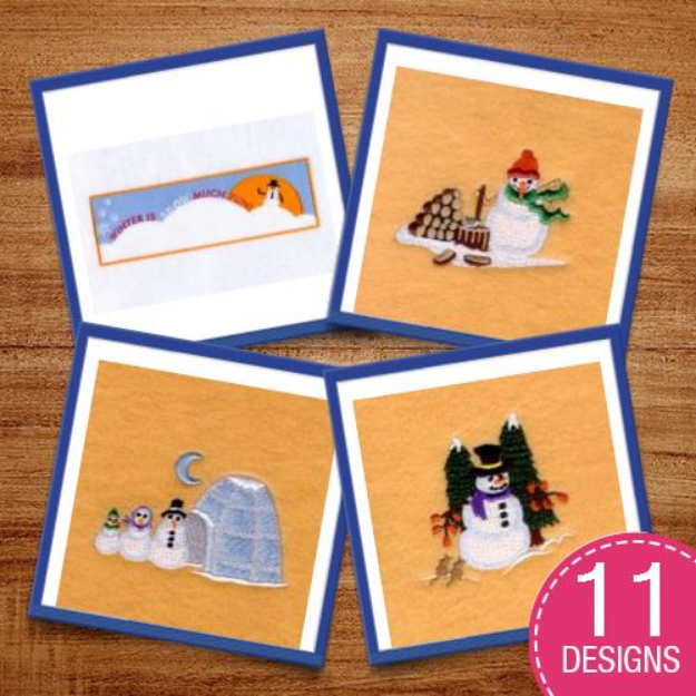 Picture of Frolicking Snowmen Embroidery Design Pack