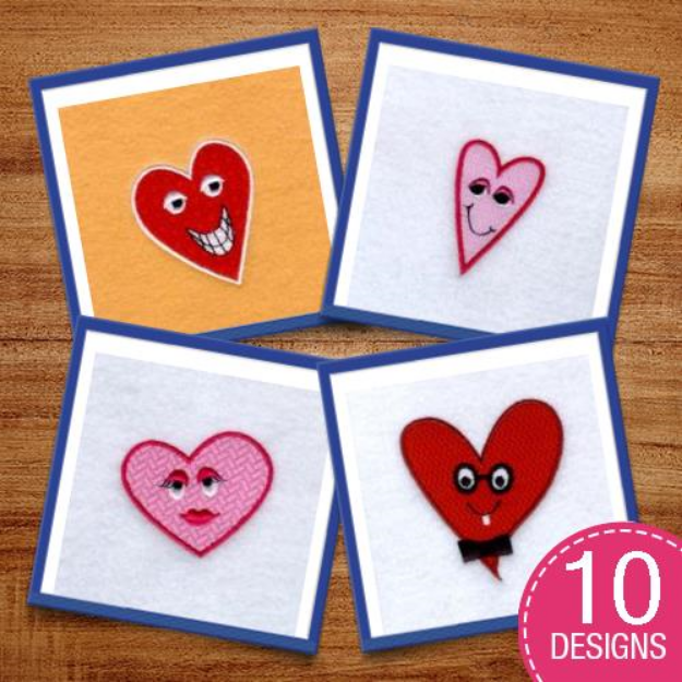 Picture of Character Hearts Embroidery Design Pack