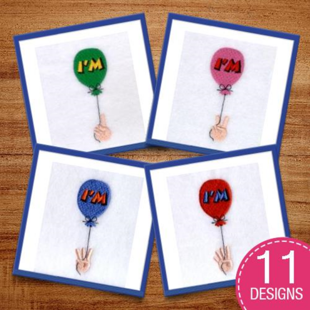 Picture of Birthday Balloons Embroidery Design Pack