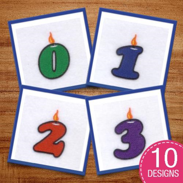 Picture of Candle Numbers Embroidery Design Pack