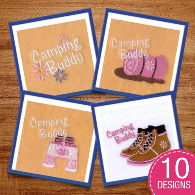 Picture of Girls Camping Buddy Embroidery Design Pack