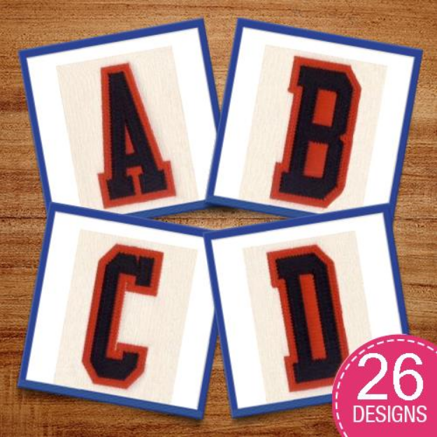 Picture of Applique Letters 2 Color 3.5"   Embroidery Design Pack