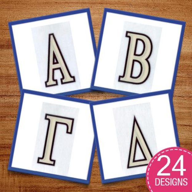 Picture of Greek Alphabet 2 Color Applique Embroidery Design Pack